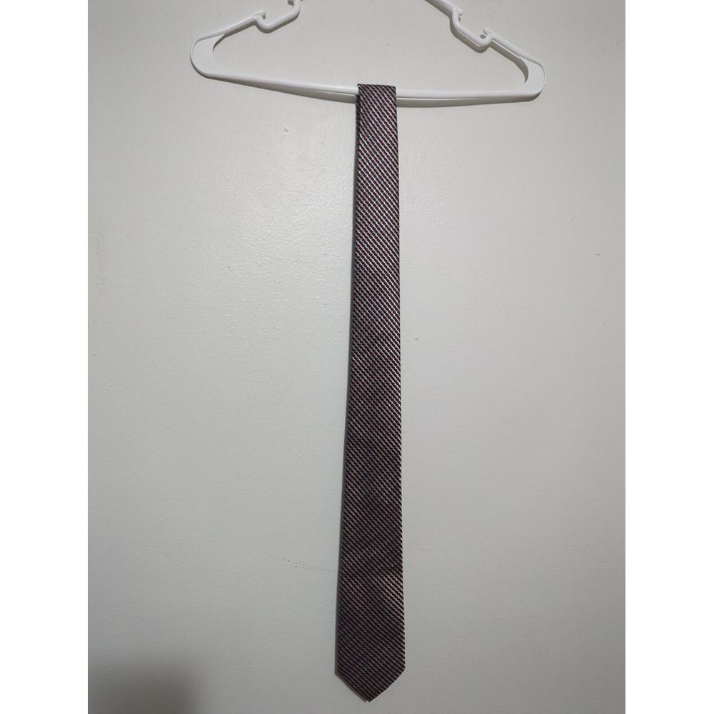 Chereskin Mens Necktie Navy Blue Peach White Geometric Micro Pattern Polyester